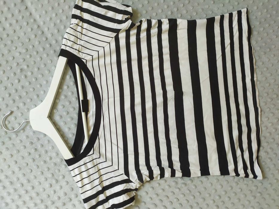 Bluzka damska paski Salko 40 L krótki rękaw