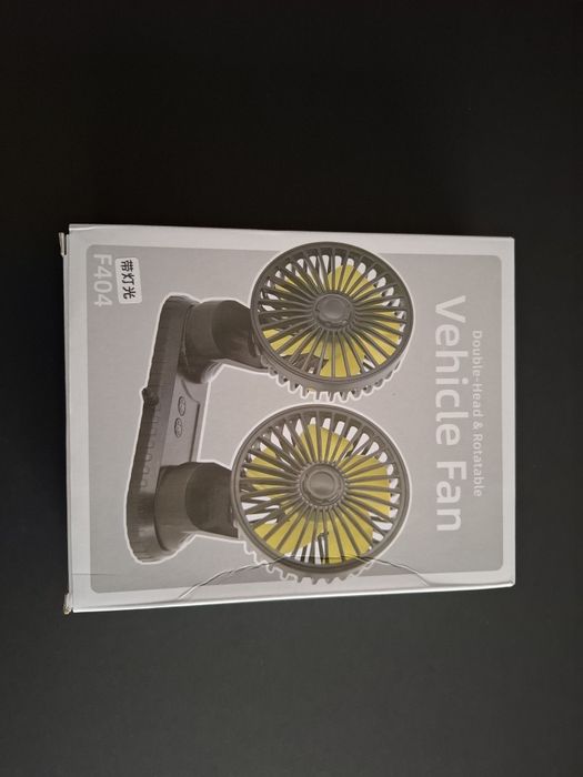 Ventoinha USB para carro ou secretária com duas cabeças rotativas