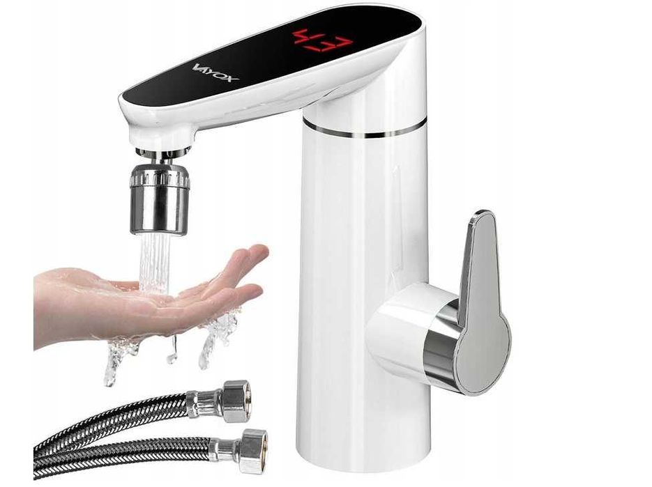 Przepływowy PODGRZEWACZ WODY elektryczny NABLATOWY kran bateria BIAŁY