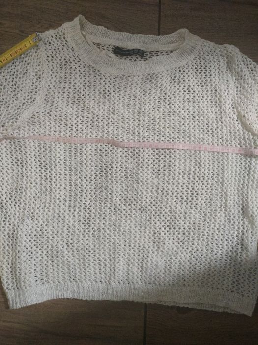 Sweter dziergany na długi rękaw narzutka na strój kąpielowy czy pod bluzke,