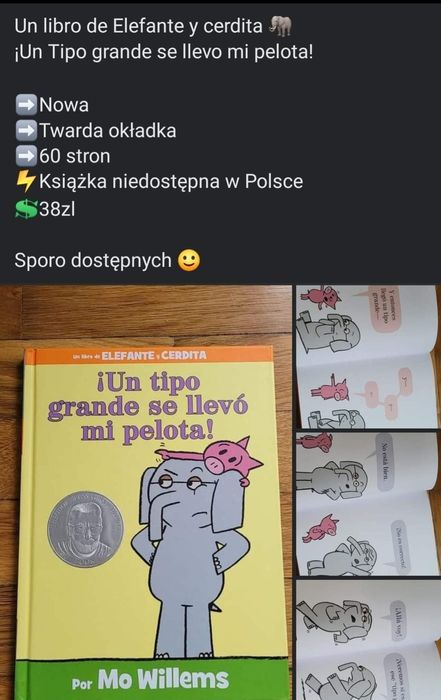 elefante y cerdita Mo Willems książka dla dzieci po hiszpańsku hiszp