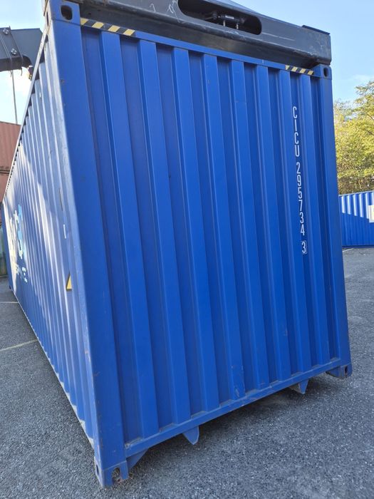 KONTENER MORSKI wysoki 40HC duzy 12 m Niebieski Magazynowy Morskie