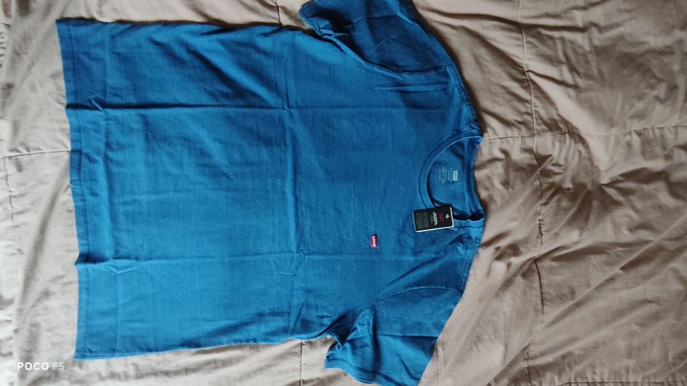 Levi's niebieski indygo t-shirt rozm XXL haftowane logo