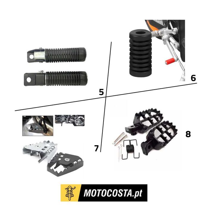 Estribos e Pedais Moto - Pousa Pés e Alavancas - MOTOCOSTA