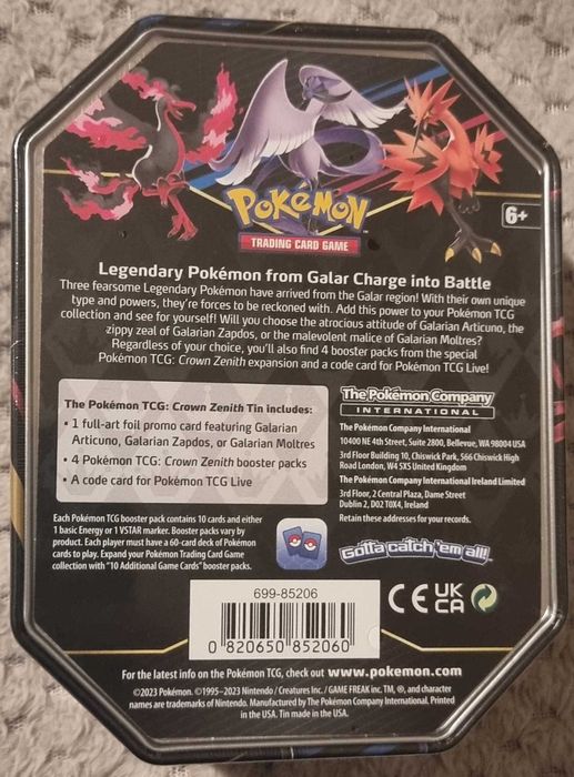 Pokemon TCG Crown Zenith Galarian Moltres NOVO/SELADO