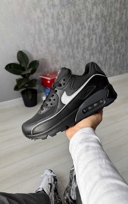 Кросівки Nike Air Max 90 Reflective Black | кроси Найк Аір Макс 90 чорного кольору шкіряні