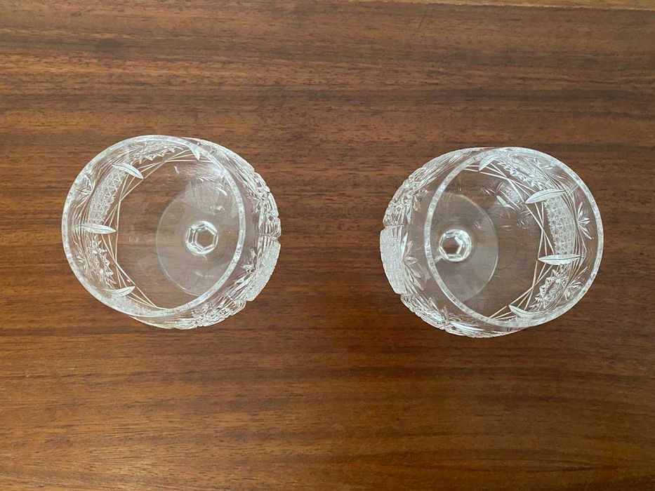 Dois cálices artesanais de cristal Checoslovaco Bohemia