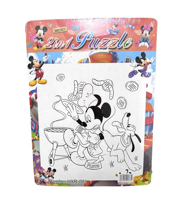 Puzzle z kolorowanką myszka