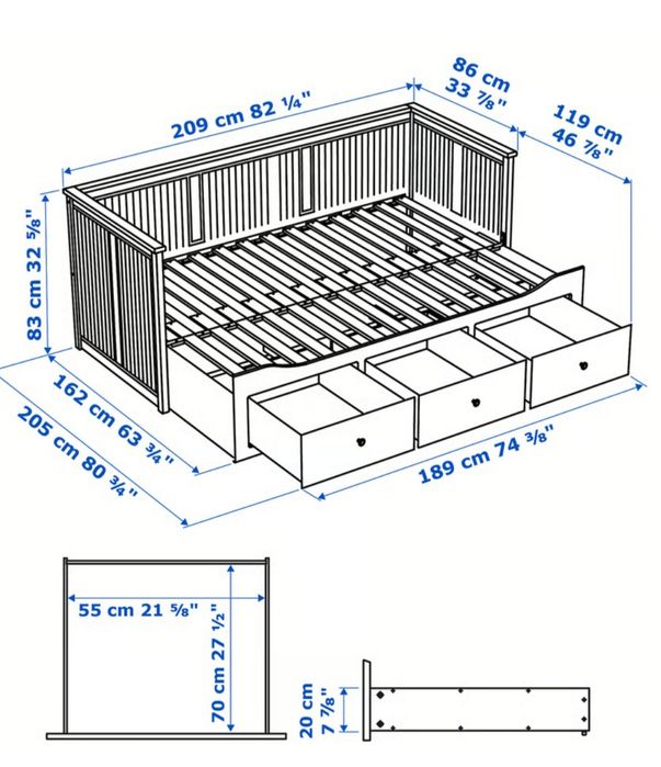 Cama dupla do Ikea com dois colchões