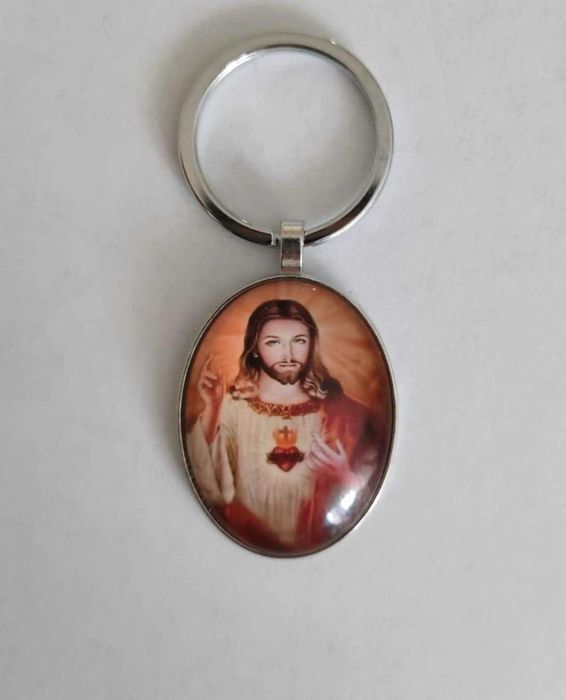 Jezus Chrystus Brelok do kluczy Zawieszka Serce Jezusa Prezent Komunia