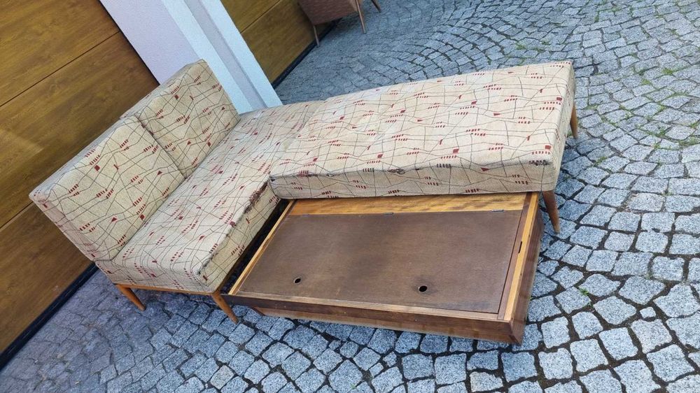 Sofa modułowa rogówka Design PRL lata 60 Polska do renowacji