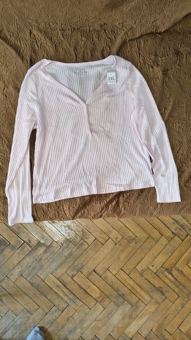 Теплий піжамний рожевий комплект Primark в рубчик