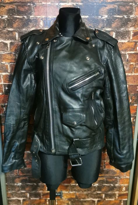 Czarna skorzana kurtka Ramoneska Real Leather High Quality