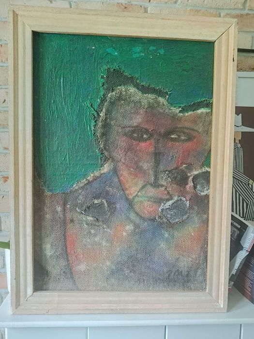 Obraz olejny "AUTOPORTRET" Stanisława Poskrobki. ORYGINALNY. 50 x 70 cm