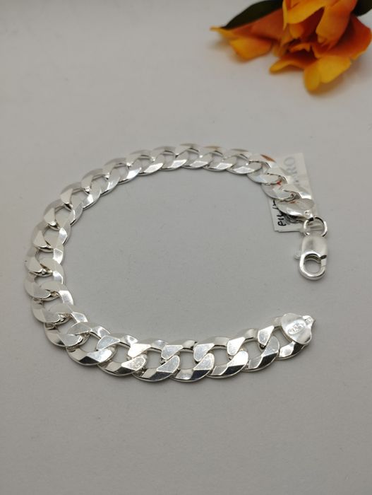 Srebrna bransoletka, pancerka, próba 925, długość 23 cm