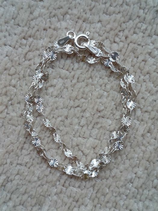 Srebrny naszyjnik łańcuszek 40 cm diamentowany 1,6 g Srebro 925