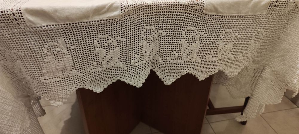 Toalha de linho e renda 205x170