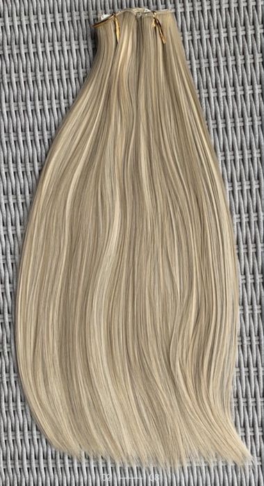Premium Ultra włosy doczepiane, jasny blond, pasemka, refleksy 38.
