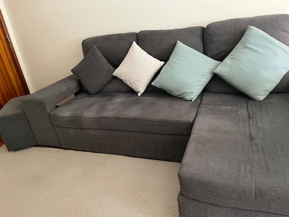 Sofá 2 lugares + chaise cinza escuro