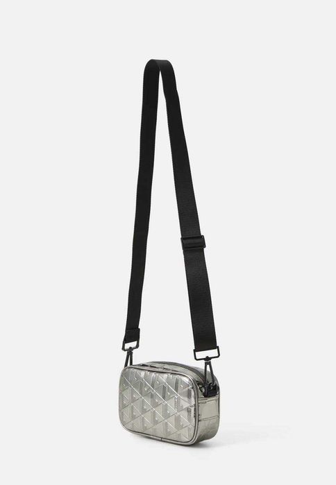 100% ОРИГІНАЛ Lacoste monogram crossbody silver chrome bag сумка кросбоді монограма через плече унісекс NU4904BG