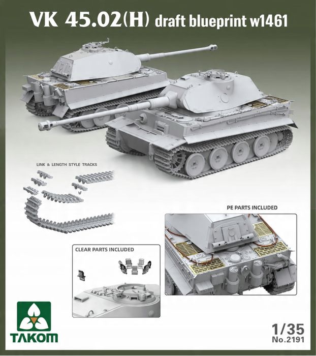 Czołg VK 45.02 (H) draft blueprint w 1461 model 2191 Takom
