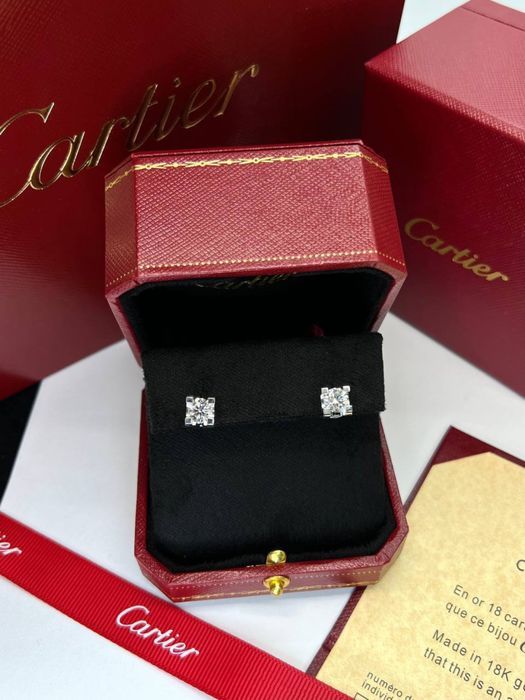 Золотые Серьги пусеты с GIA бриллиантами 1.40ct