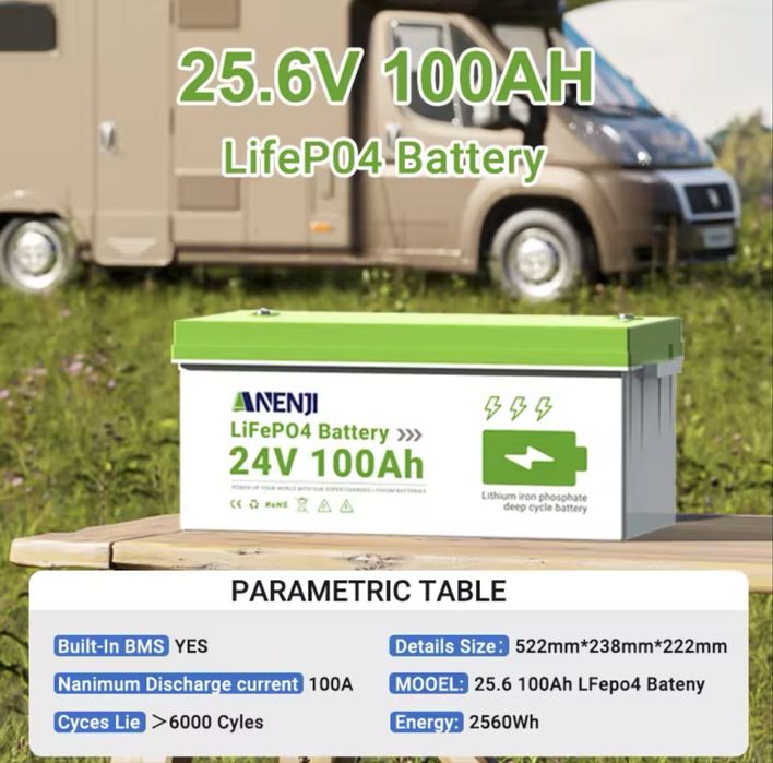 Аккумуляторна батарея Anenji 24V 100Ah LifePo4 з Bluetooth