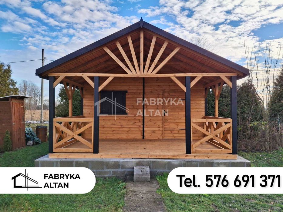 Domek letniskowy, drewniany, ogrodowy, FOX 5x6 Fabryka altan,parterowy