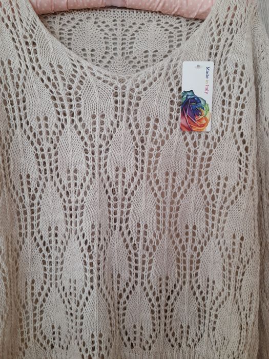 Beżowy sweter sweterek ażurkowy nowy