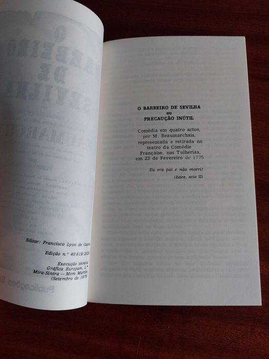 Livro O Barbeiro de Sevilha - Beaumarchais