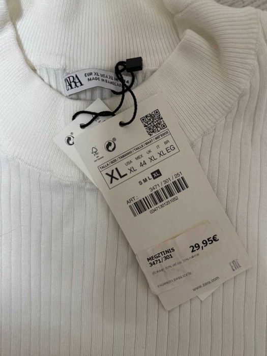 Джемпер свитер пуловер гольф белый мужской ZARA, р. L-XL