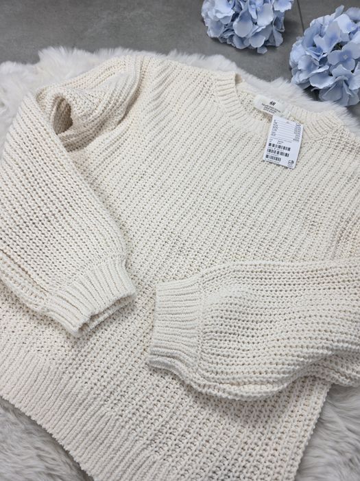 Sweter sweterek beżowy beż kremowy hm H&M 134 140
