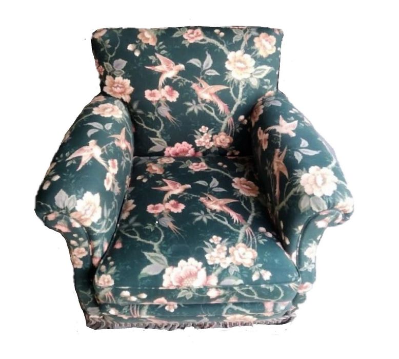 Sofá e poltrona estofado flores