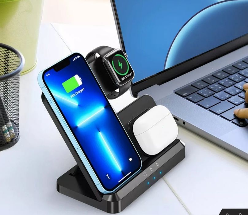 NOWA Ładowarka Bezprzewodowa Indukcyjna Qi QC 3.0 3w1 Szybka do Apple