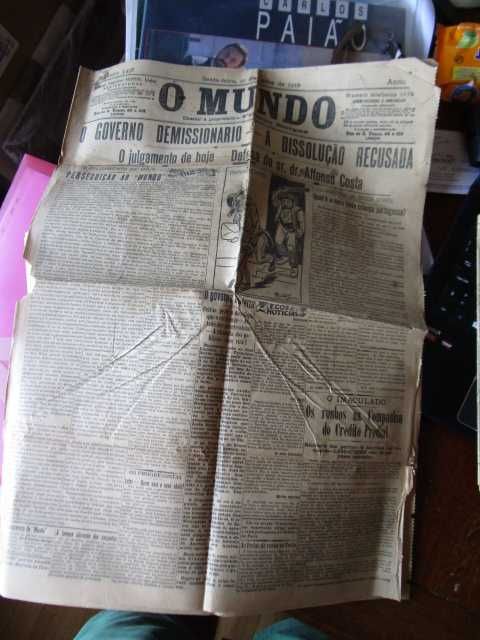 Muito raro jornal Mundo 17 de junho de 1910 Affonso Costa Zé Povinho
