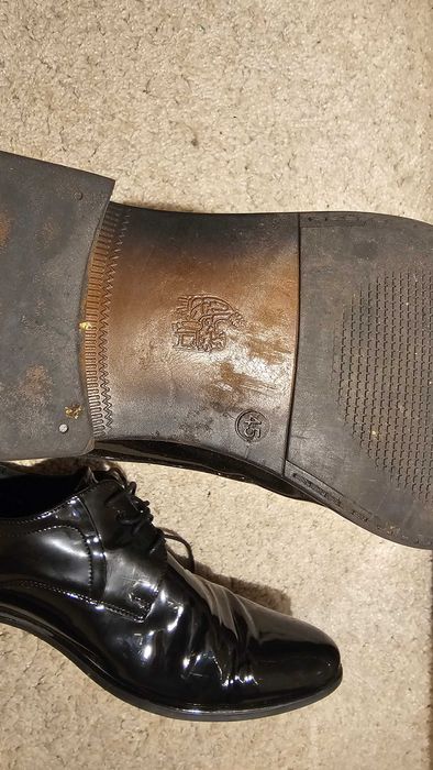 Męskie Lakierki Buty Ślubne Czarne Ryłko 45