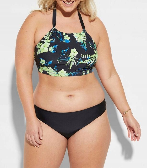 B.P.C czarne bikini biustonosz bustier w kwiaty^36