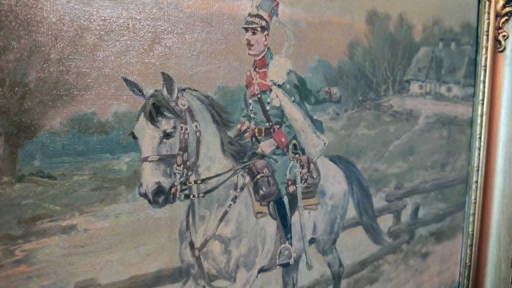 Edward Mesjasz – Kawalerzysta na koniu – olej na płótnie, sygnowany, oryginał