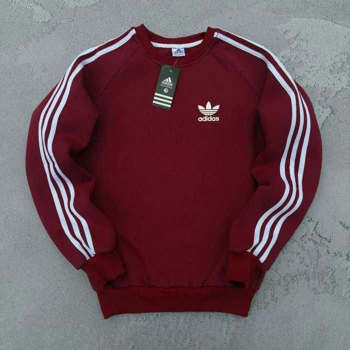 Толстовка зимняя мужская Adidas теплая кофта свитшот на флисе адидас