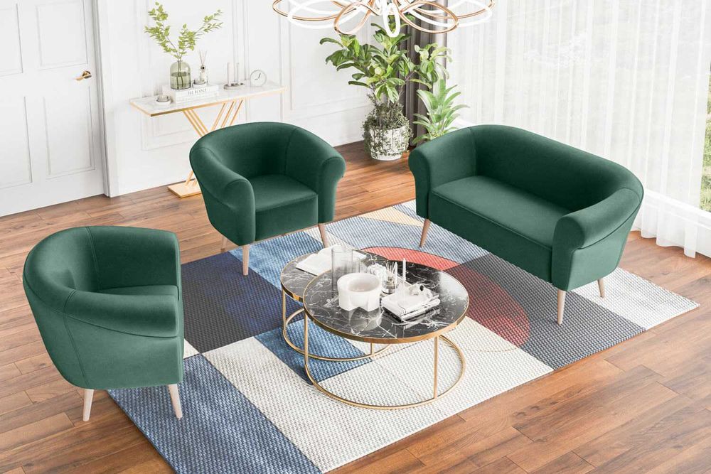 Sofa tapicerowana dwuosobowa do salonu na nóżkach skandynawska ESPER