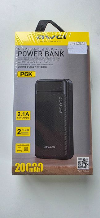 Powerbank AWEI P6K 20000MAH, czarny