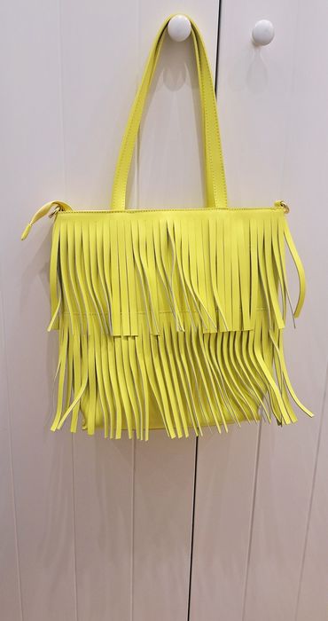 Shopper Neonowa Torebka Frędzle – Skóra Naturalna – MADE IN ITALY