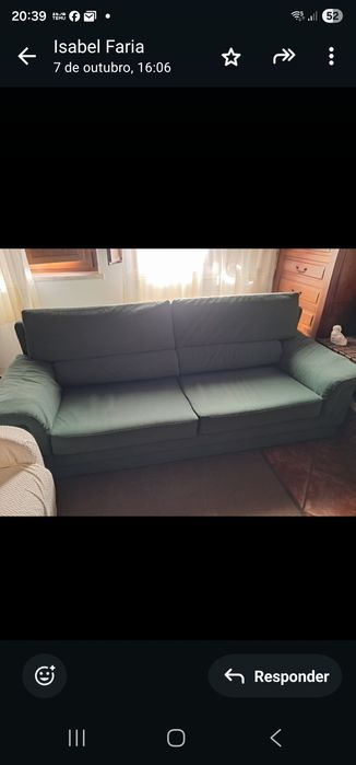 Sofá de cor verde em cortisana com 2 metros 3 lugares.