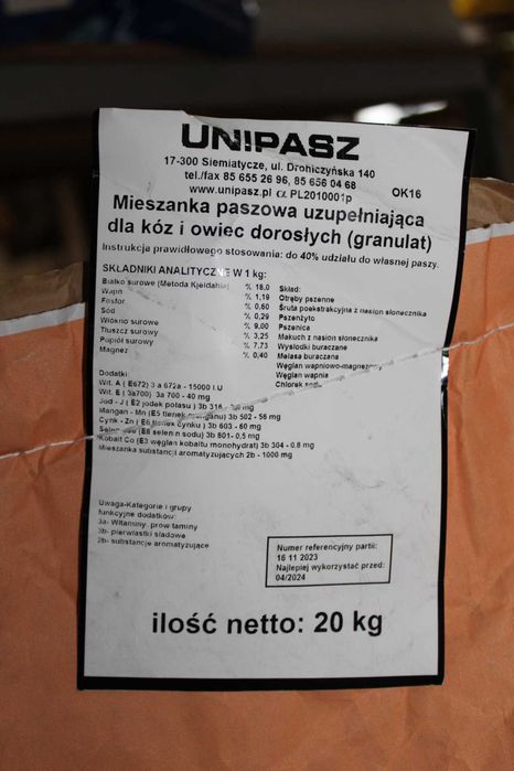 Pasza dla kóz i owiec Unipasz