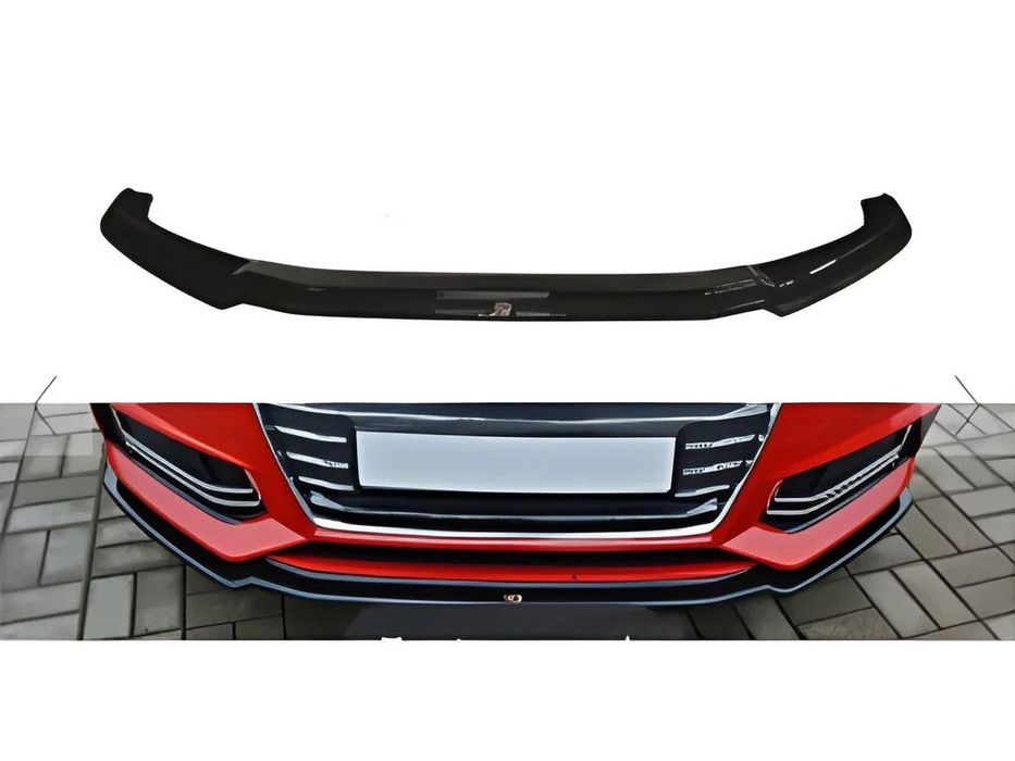 Audi A4 B9 2015-2024 рр. Передня Lip накладка DPT V-1 (для S-Line, 2016-2019, чорний глянець)