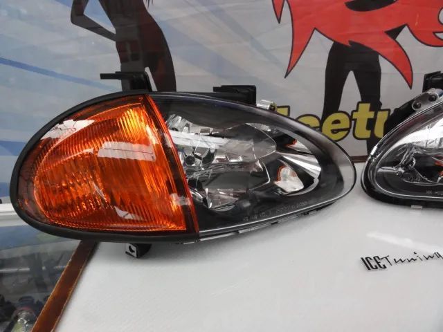 Faróis frontais com luz branca 5000k para Honda crx del sol 92-97 JDM Fundo preto + piscas laranja JDM look