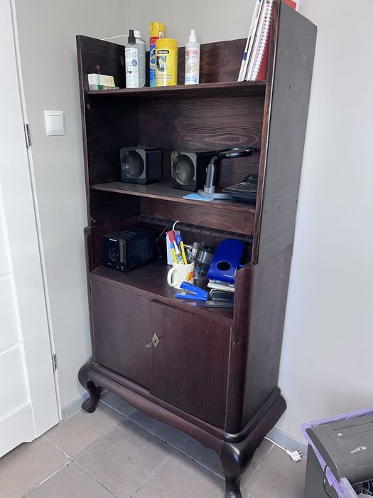 Sekretarzyk szafka regał biblioteczka drewniana brązowa retro lata 30