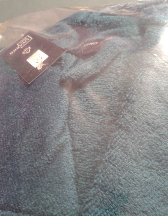 SZLAFROK damski męski unisex pasek kieszenie gruby miękki TURKUSOWY M