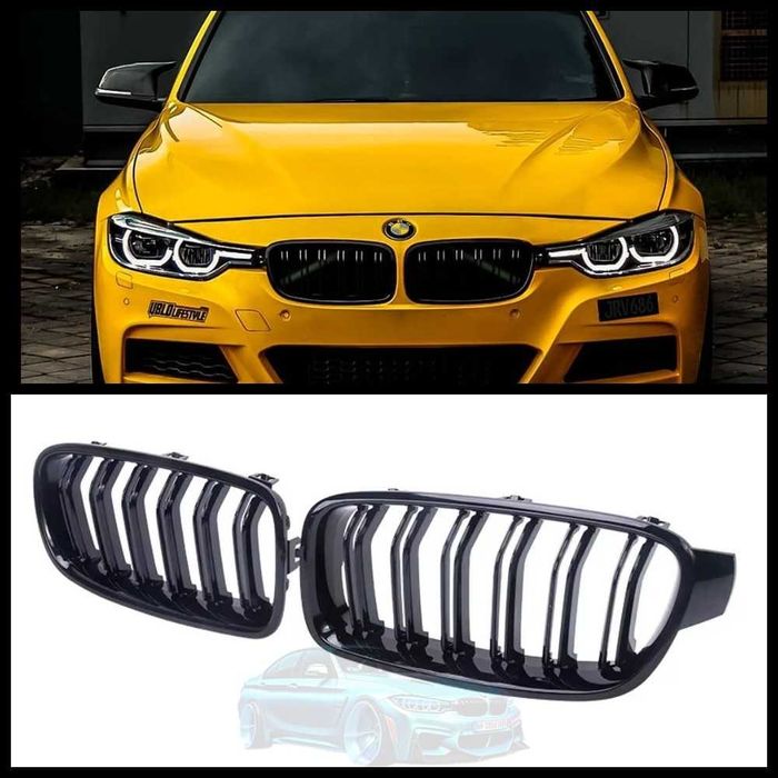 Решетка радиатора двойная BMW f30 f31 цвет черный (комплект)