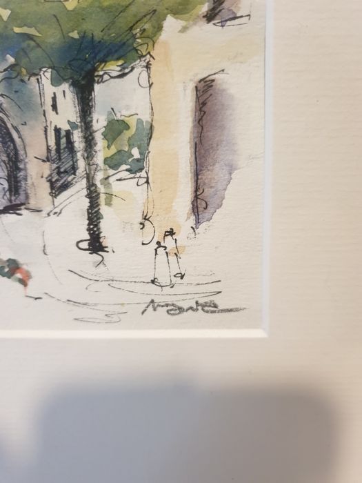 Pintura aguarela paisagística - assinada